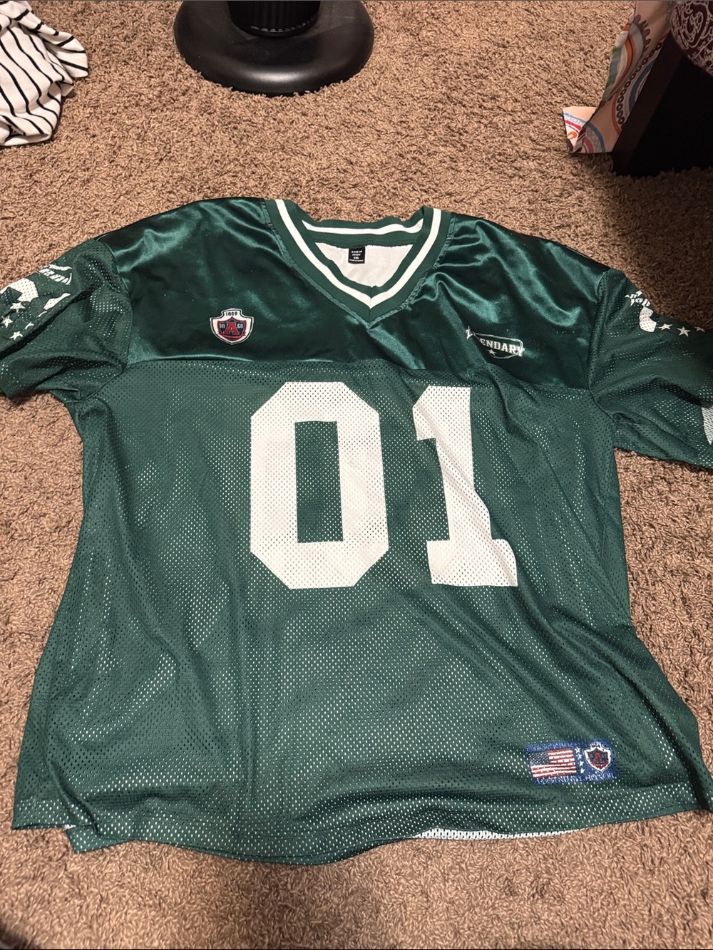 Green '01' Mesh Football Jersey